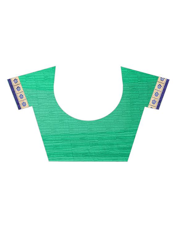 women's checks turquoise colored saree with blouse - 16502329 - Standard Image - 2