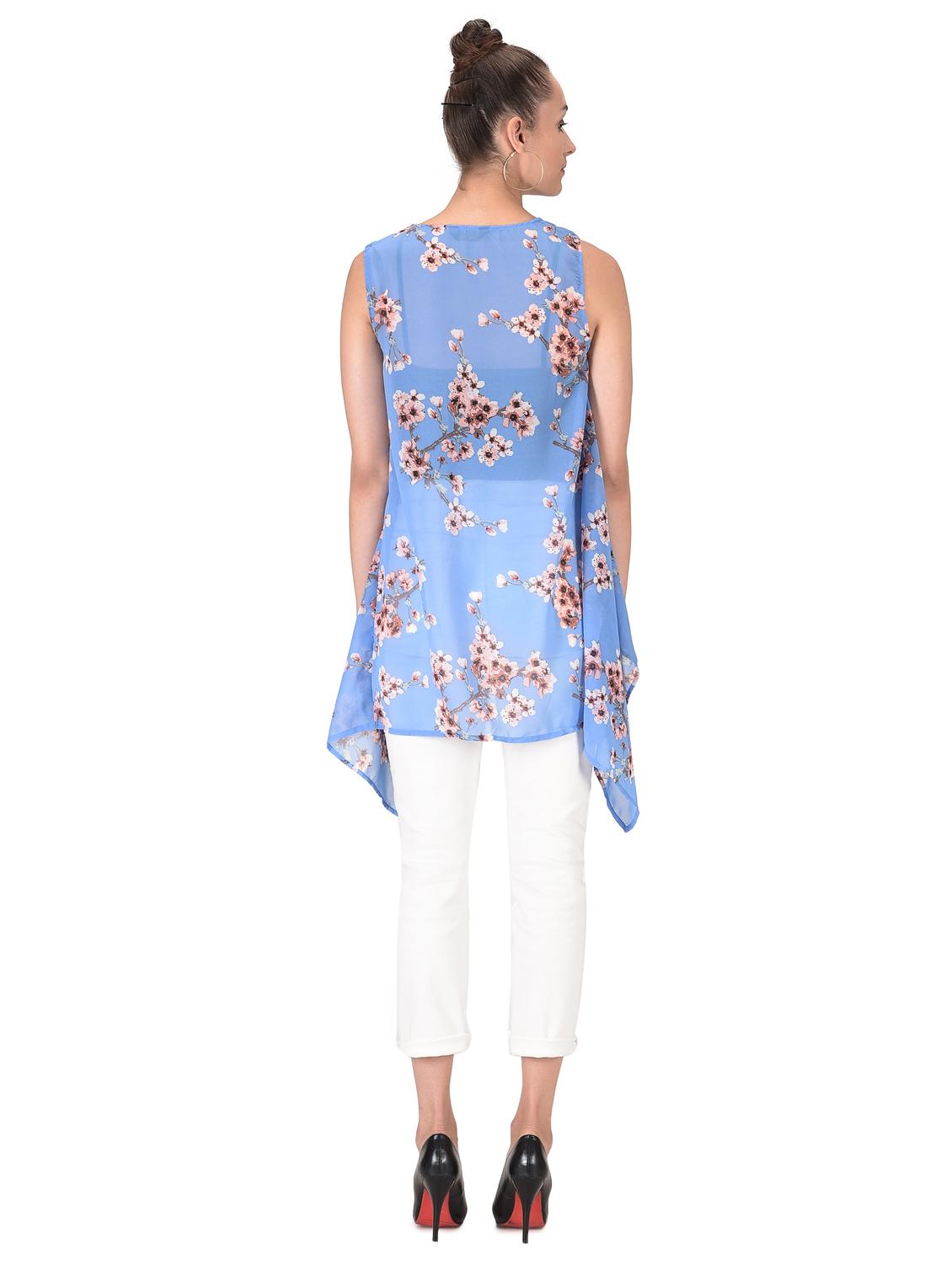 floral printed asymmetric shrug - 16504578 - Standard Image - 2