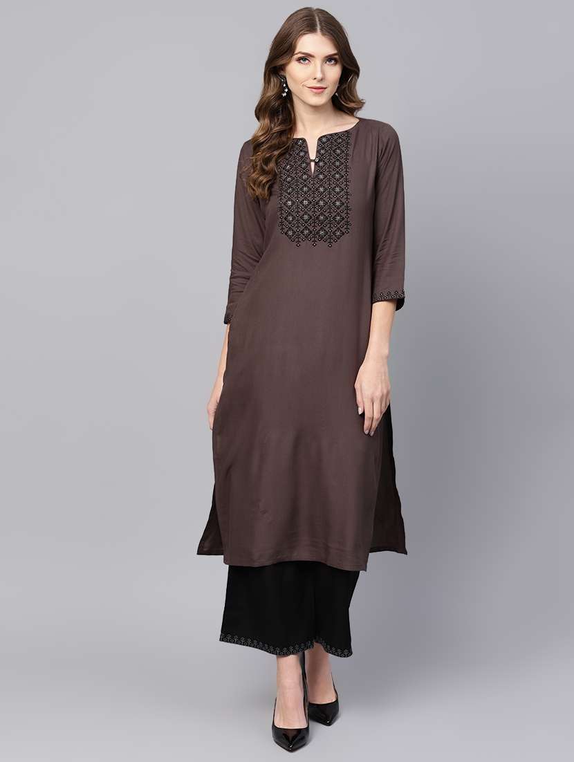 embroidered straight kurta