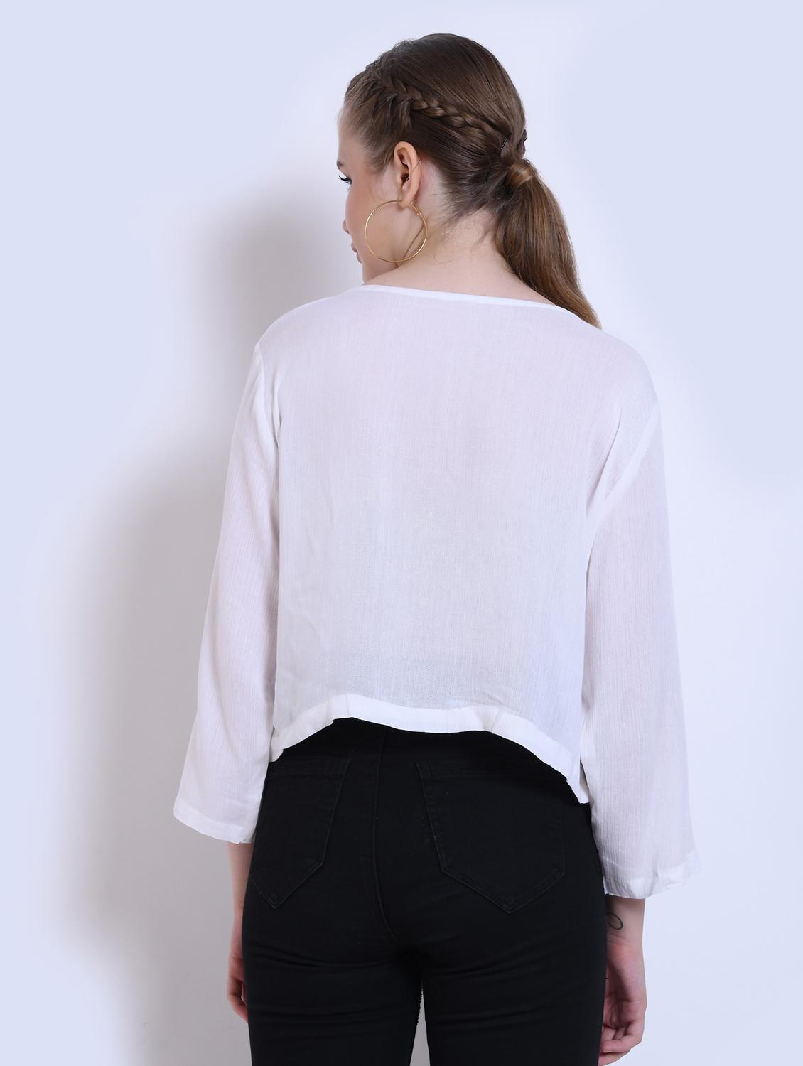button up solid crop top - 16505120 - Standard Image - 2