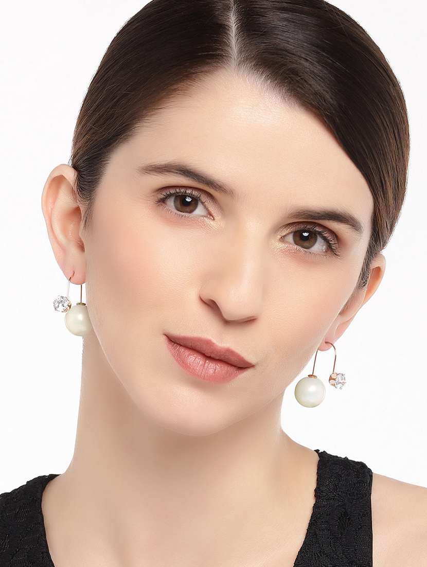 gold metal drop earring - 16506441 - Standard Image - 2