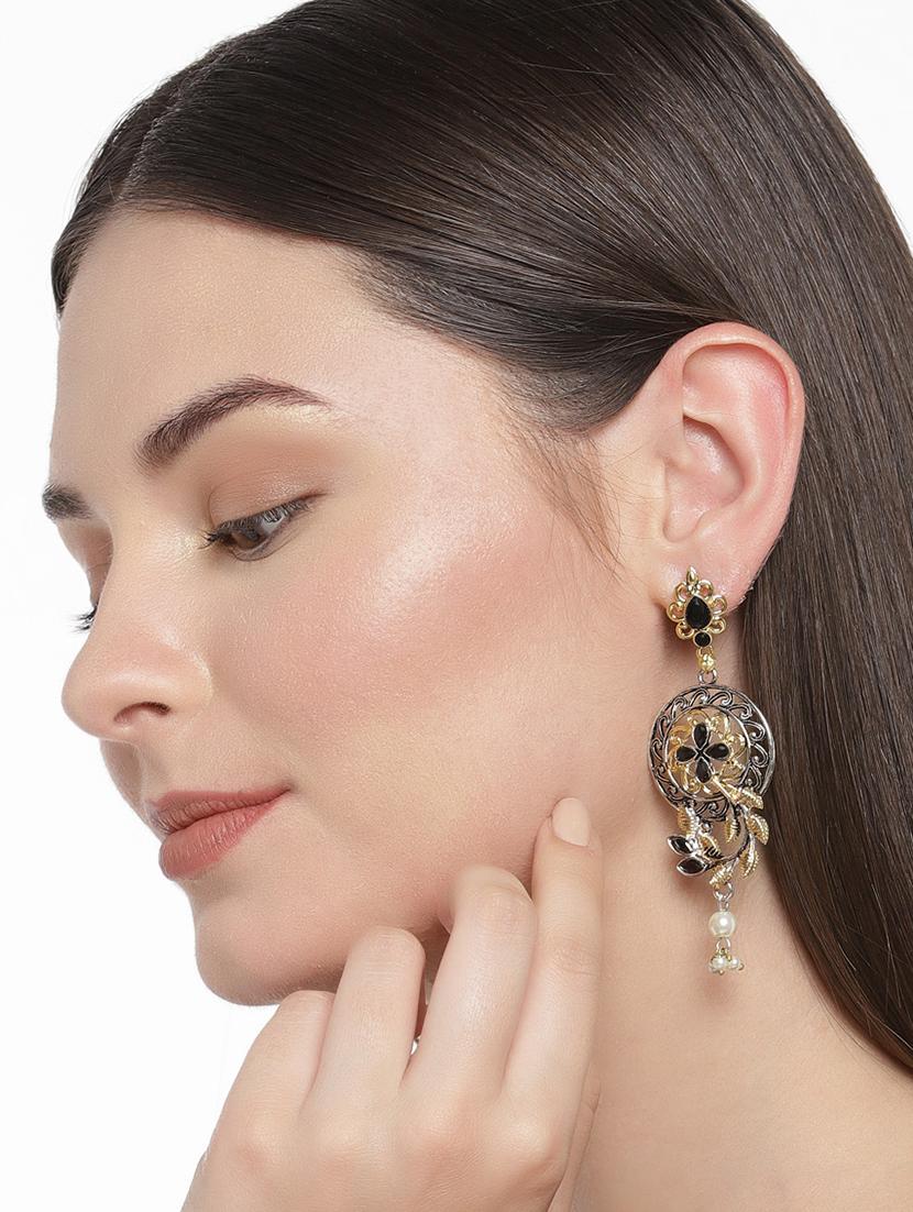 gold metal drop earring - 16506476 - Standard Image - 2