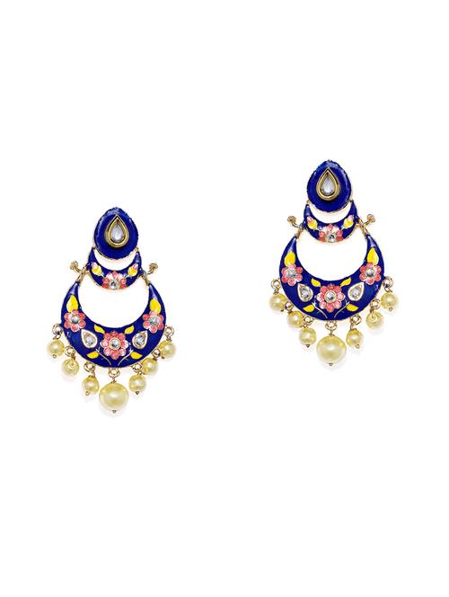 gold metal chandballi earring - 16506482 - Standard Image - 0
