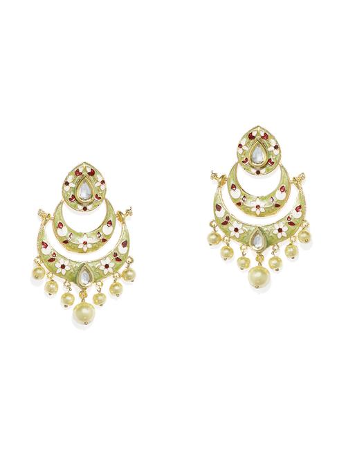 gold metal chandballi earring - 16506485 - Standard Image - 0