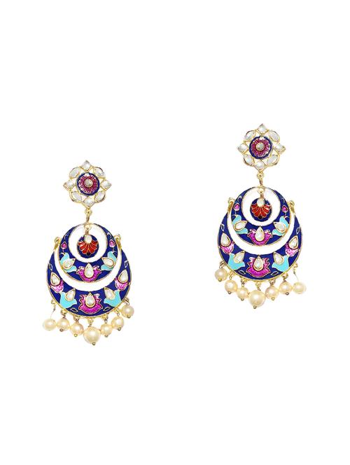 gold metal chandballi earring - 16506493 - Standard Image - 0