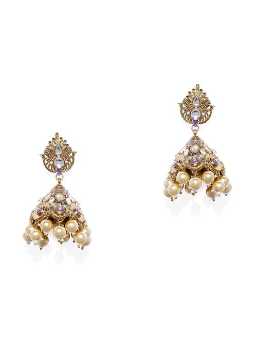 gold brass jhumka earring - 16506560 - Standard Image - 0
