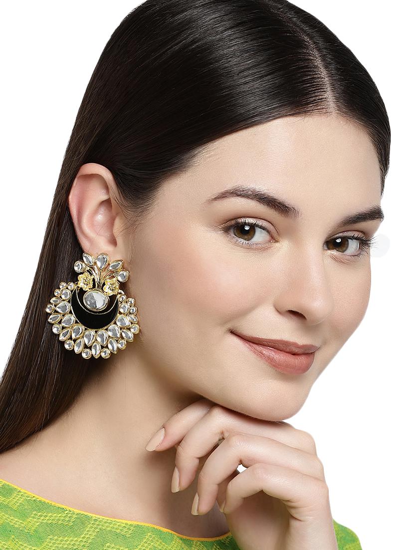 gold metal chandballi earring - 16506573 - Standard Image - 2