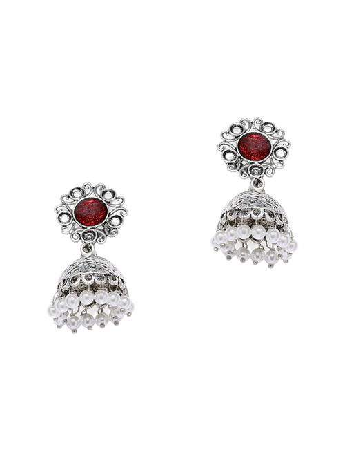 silver metal jhumka earring - 16506575 - Standard Image - 0