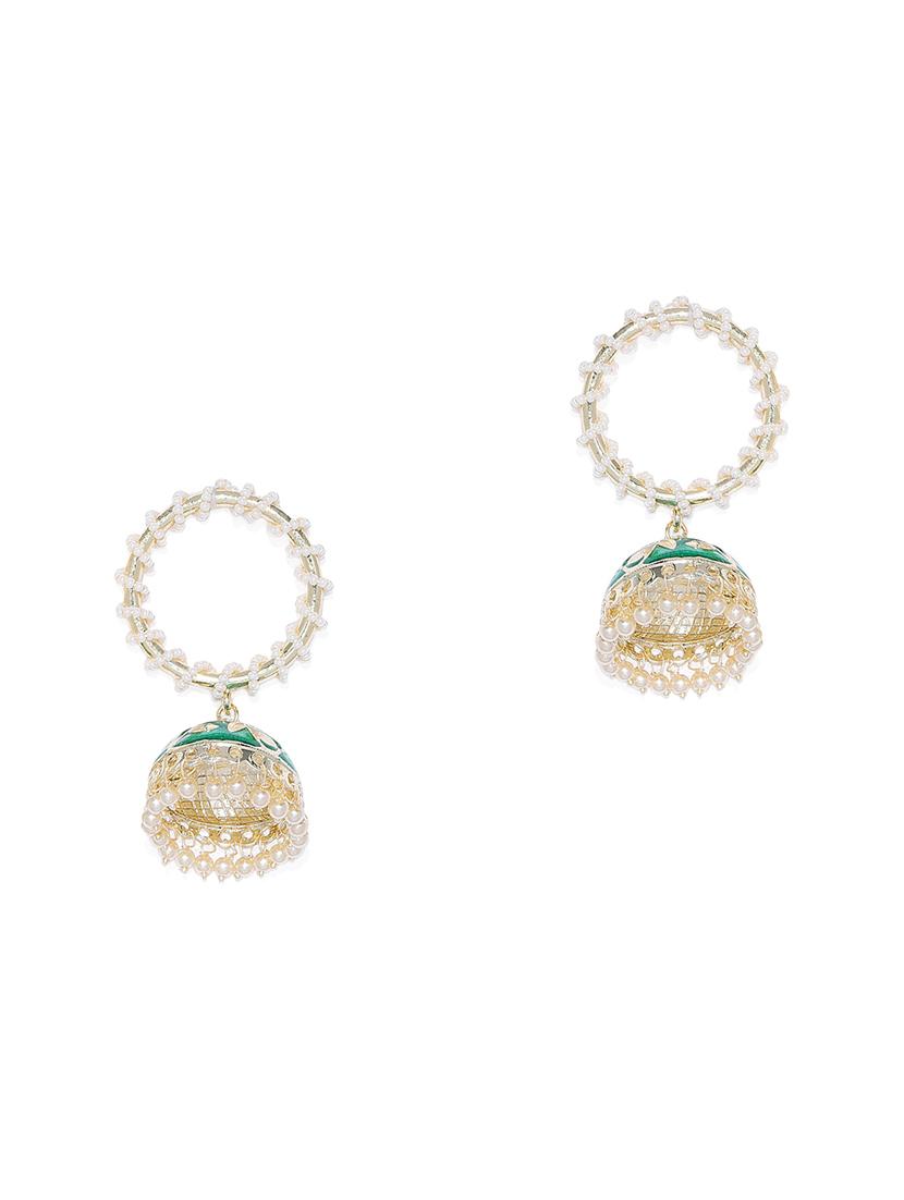gold metal jhumka earring - 16506578 -  Zoom Image - 0