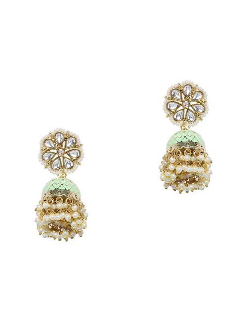 gold metal jhumka earring - 16506582 -  Standard Image - 0