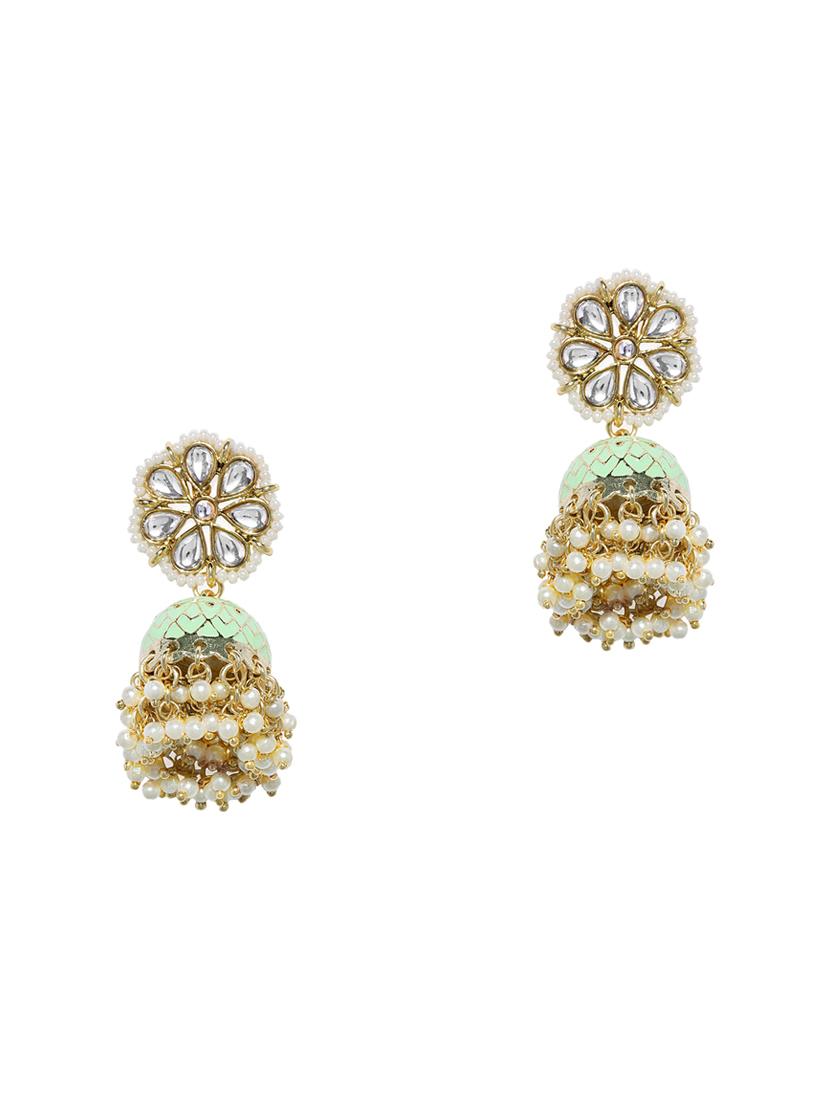 gold metal jhumka earring - 16506582 -  Zoom Image - 0