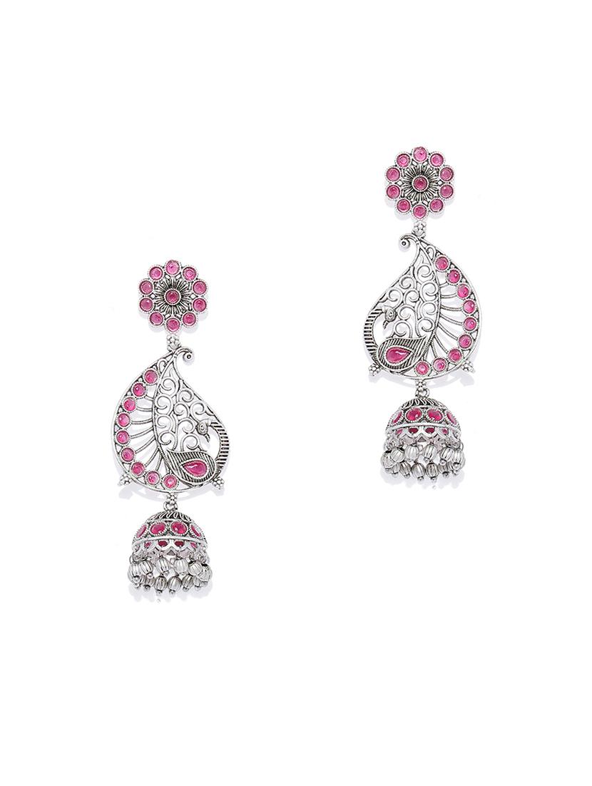 silver metal jhumka earring - 16506606 - Zoom Image - 0