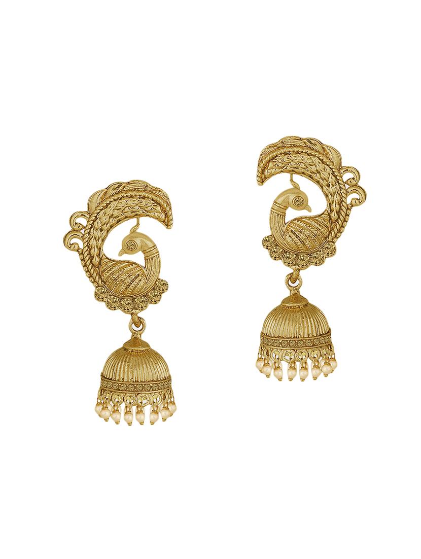 gold metal jhumka earring - 16506622 - Zoom Image - 0