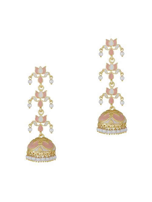 gold metal jhumka earring - 16506640 - Standard Image - 0