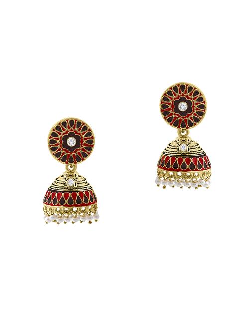 gold metal jhumka earring - 16506665 - Standard Image - 0