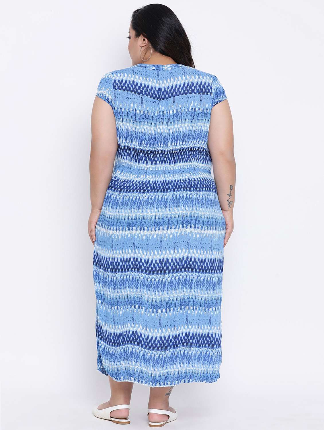 mandarin neck drawstring high slit plus dress - 16506763 -  Standard Image - 2