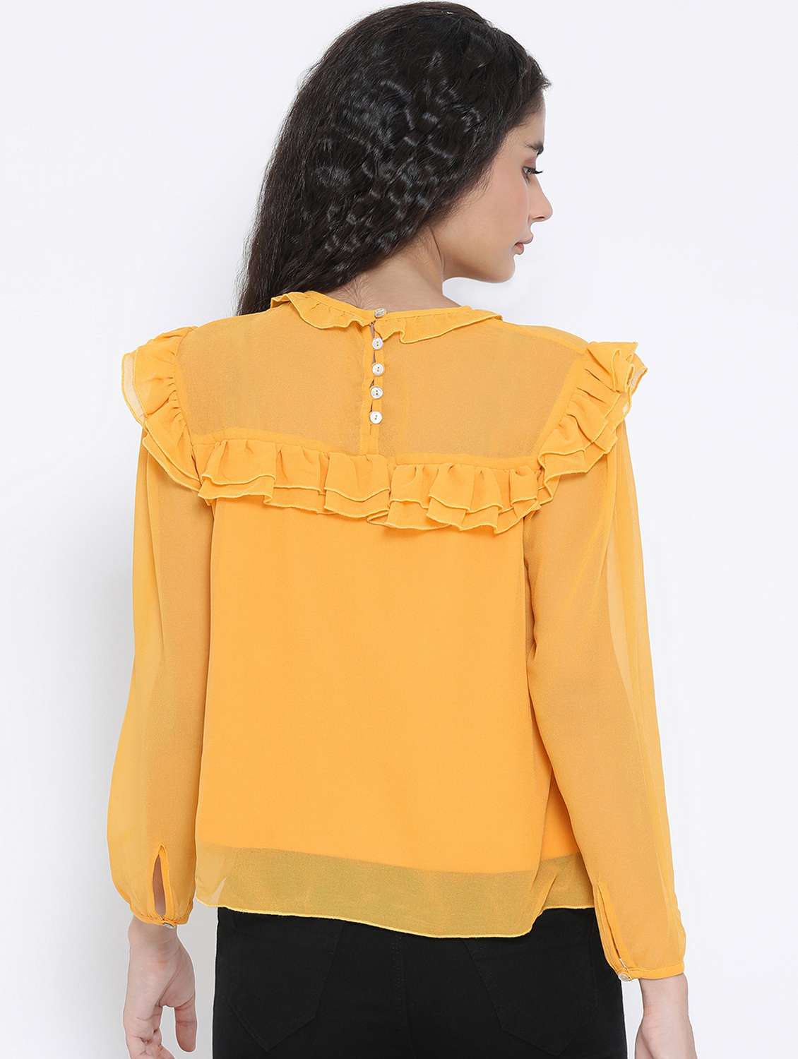 women's ruffle round neck top - 16506811 -  Standard Image - 2
