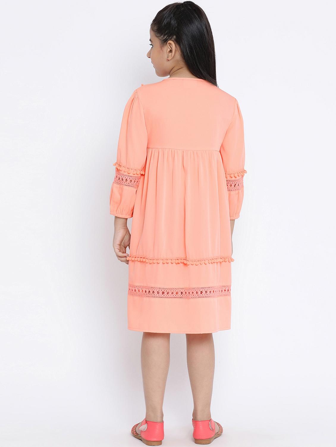 tie knot neck lace detailed frock - 16507038 - Standard Image - 2