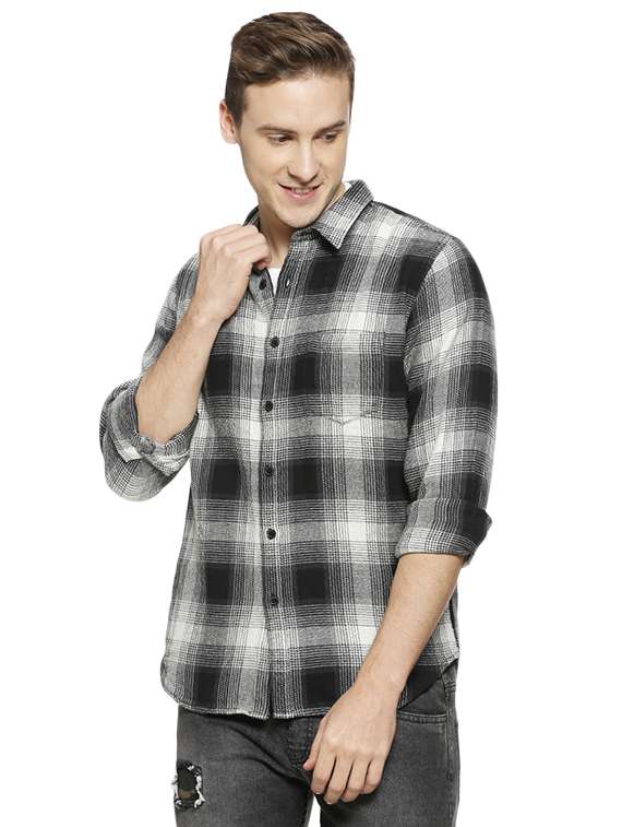 black checkered casual shirt