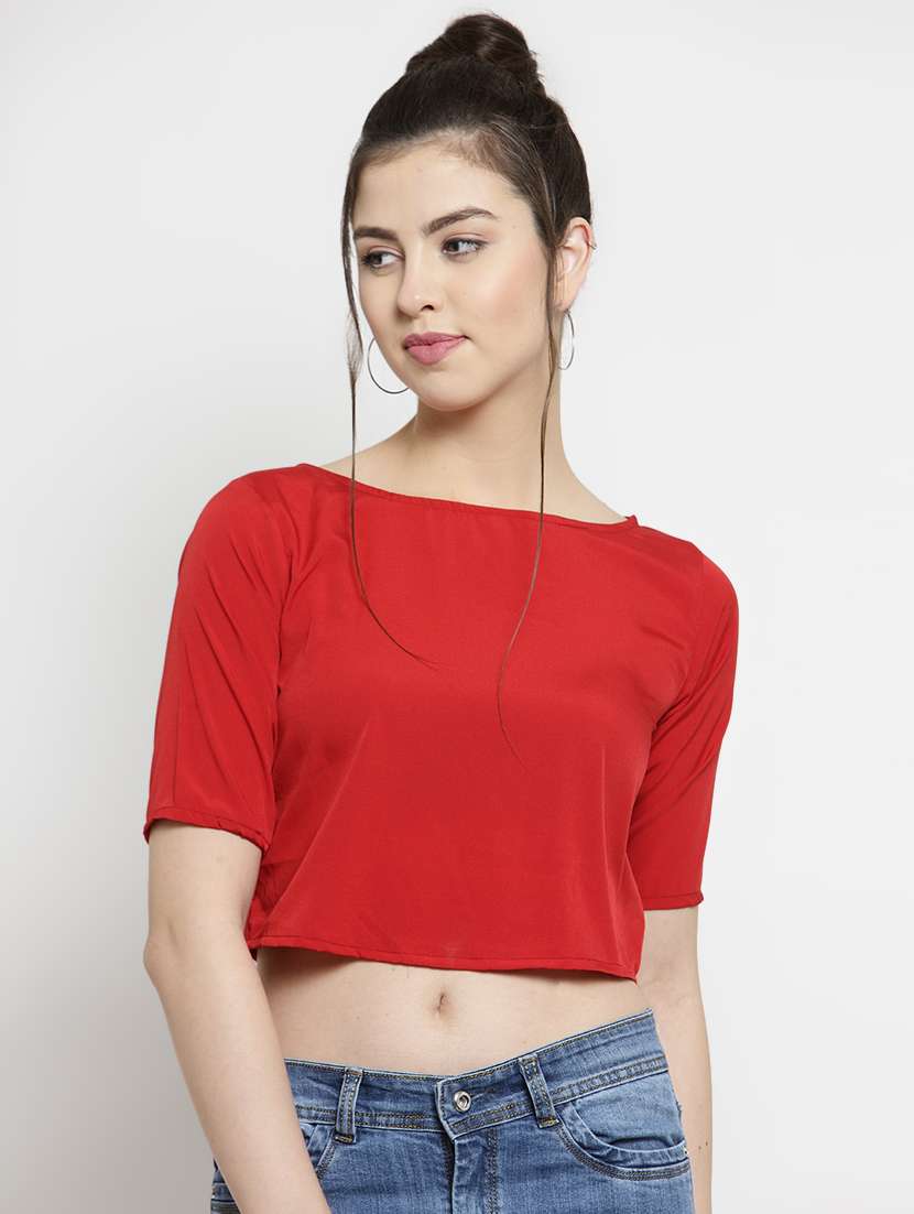 women's crop boat neck top