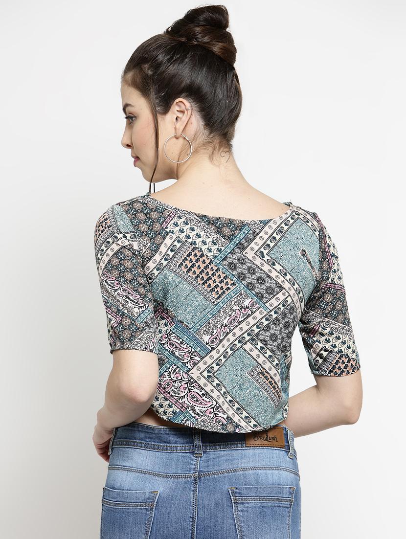 women's crop boat neck top - 16508890 - Standard Image - 2