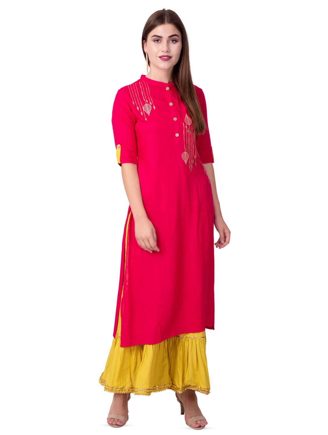 embroidered kurta sharara with dupatta set - 16509721 - Standard Image - 2