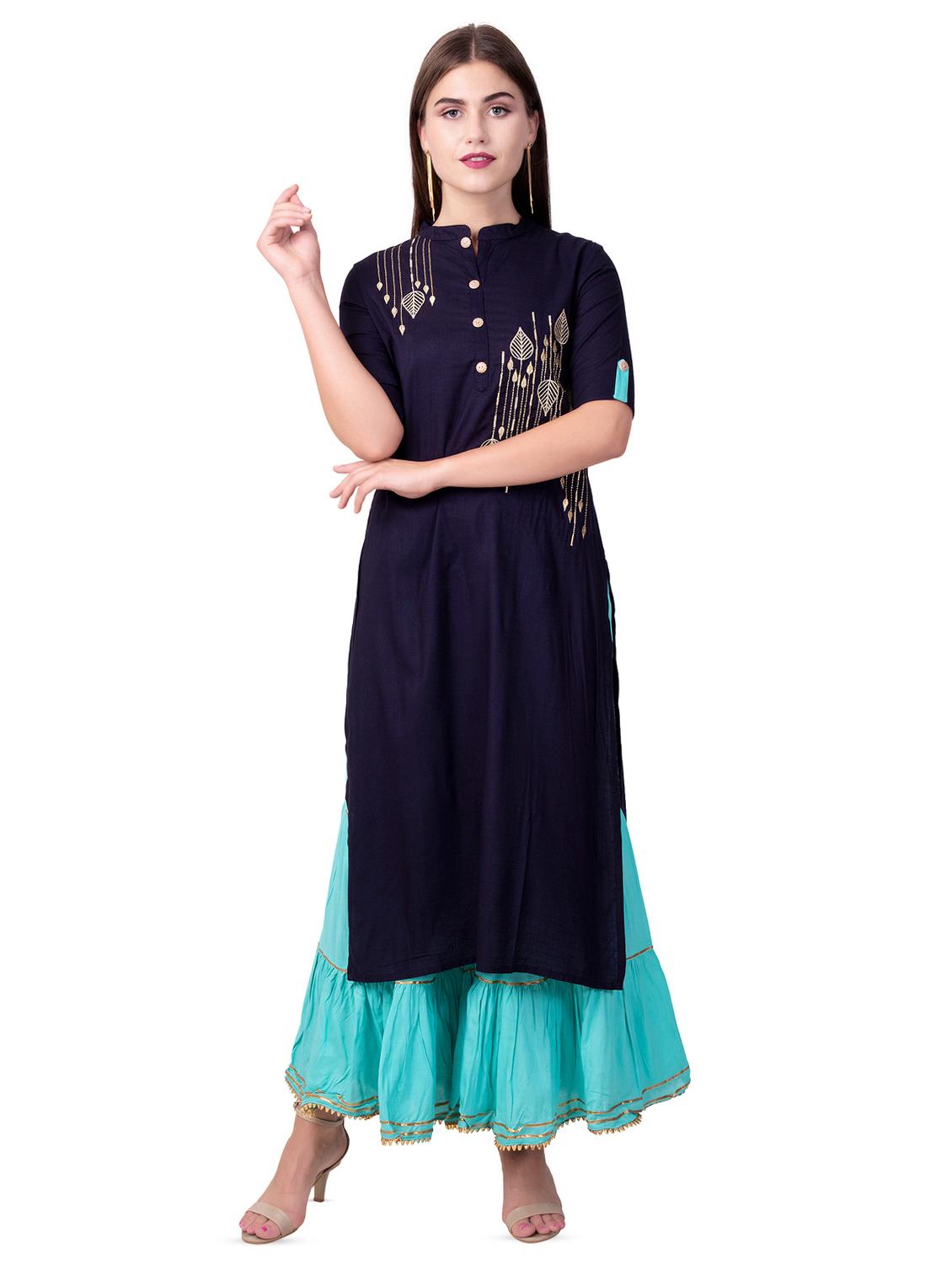 embroidered kurta sharara with dupatta set - 16509722 - Standard Image - 2