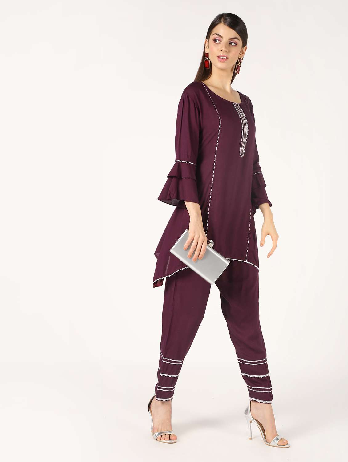 solid kurta pant set