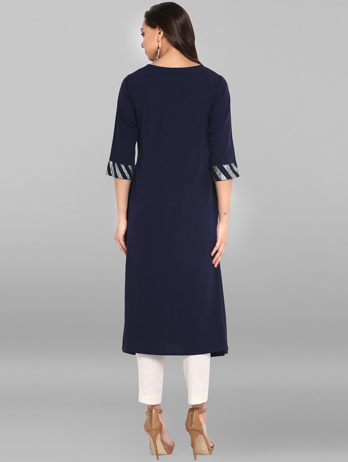 foil printed a-line kurta - 16510421 - Standard Image - 2