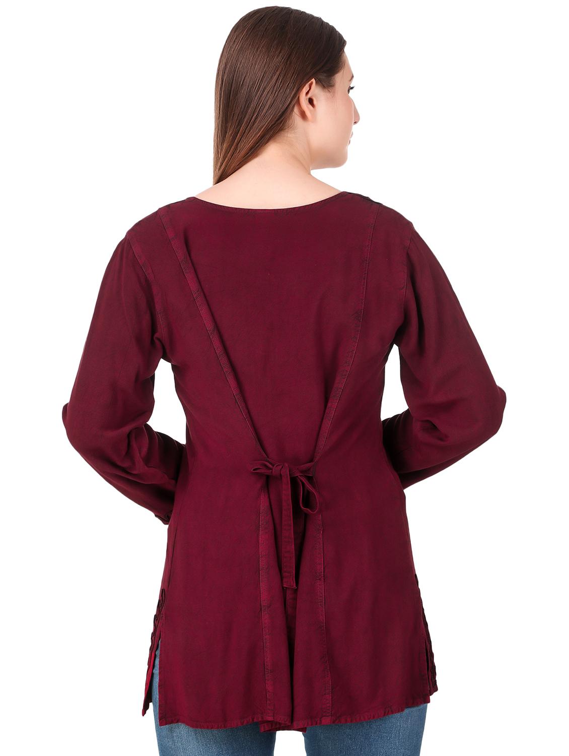 tie up back embroidered tunic - 16510422 - Standard Image - 2