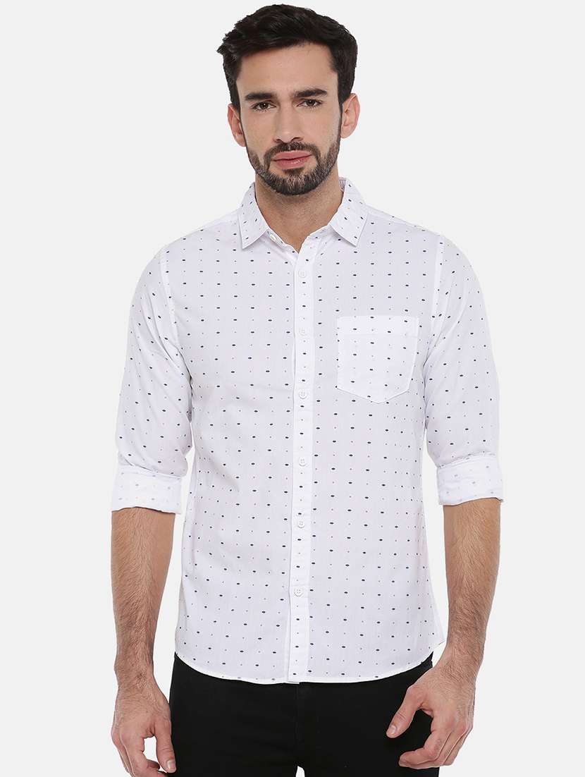 white printed casual shirt