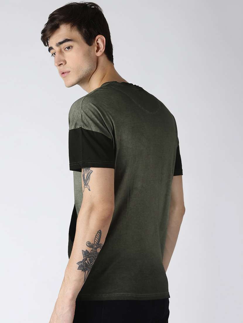 olive green cut & sew ombre t-shirt - 16516750 - Standard Image - 2