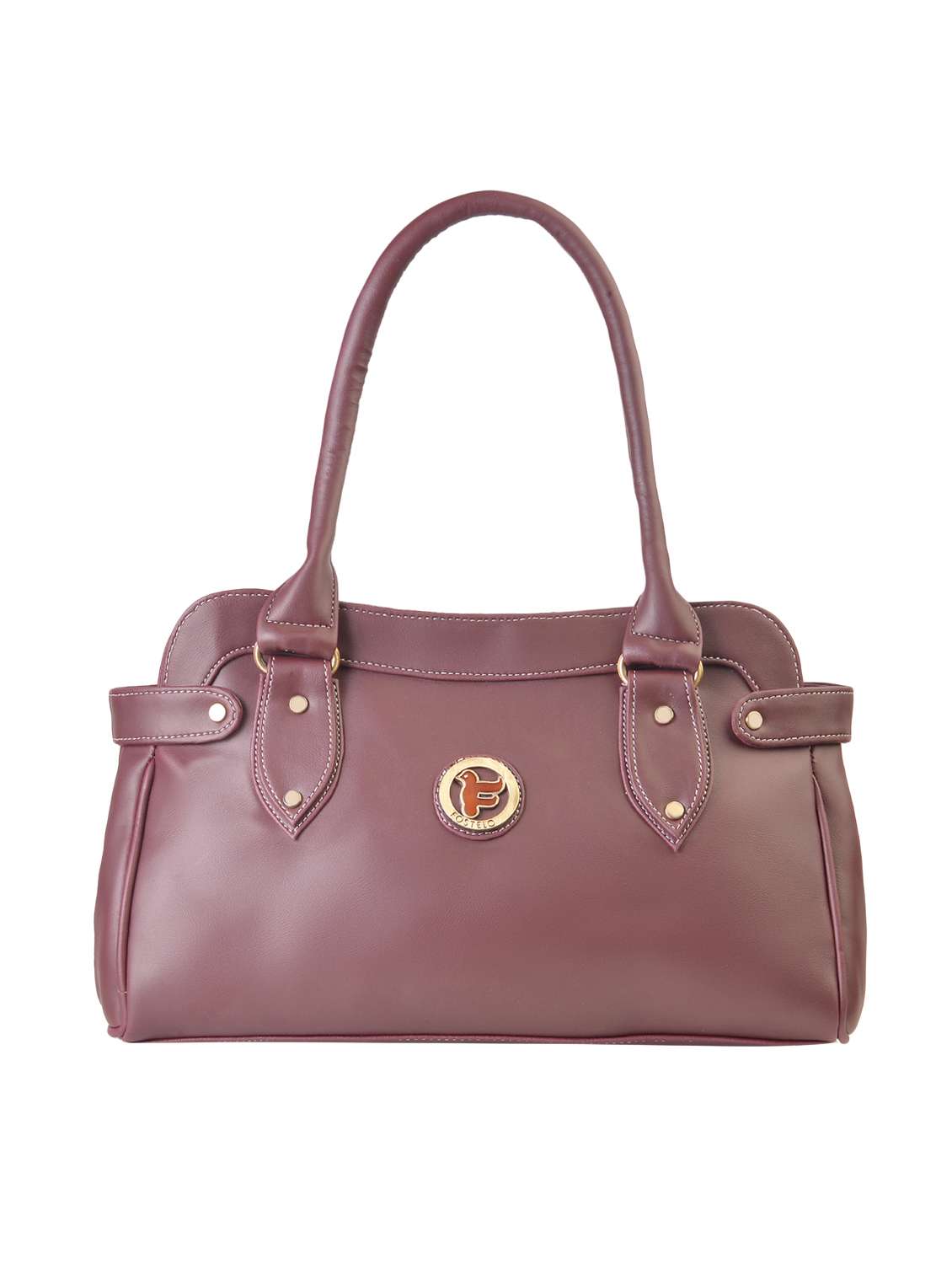 maroon leatherette (pu) handbag