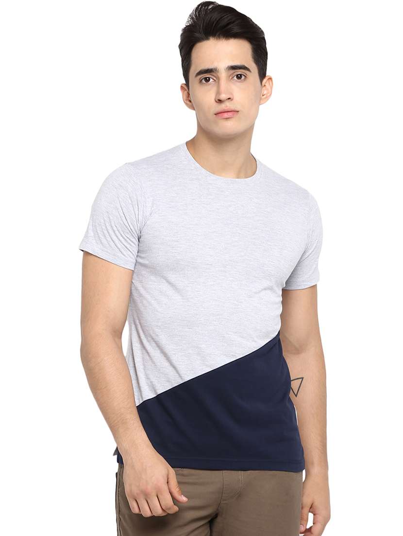 grey cut & sew color block t-shirt