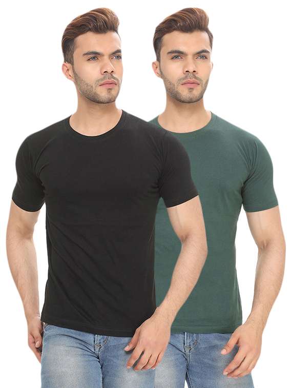 black and green solid combos t-shirt