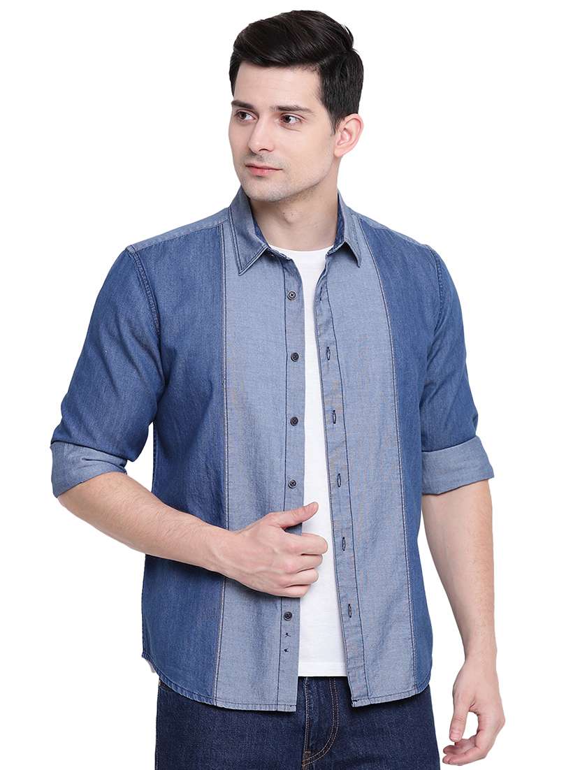 blue denim casual shirt