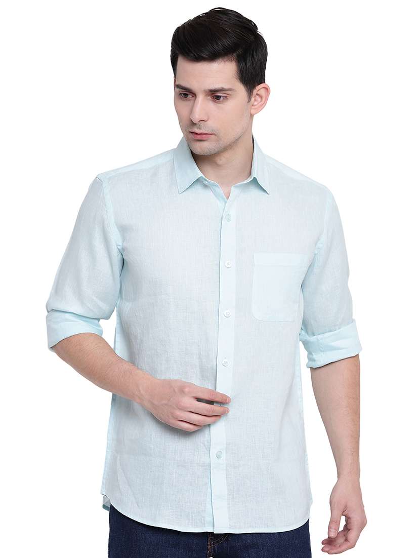 green linen casual shirt