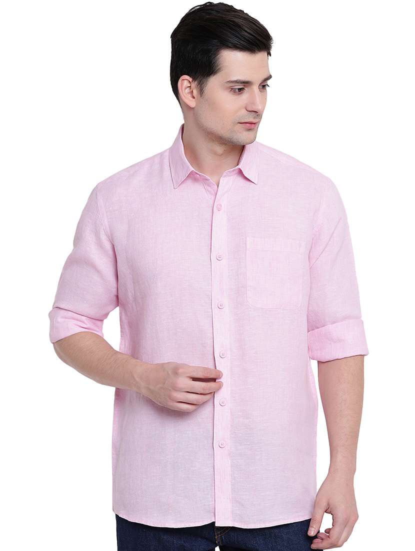 pink linen casual shirt