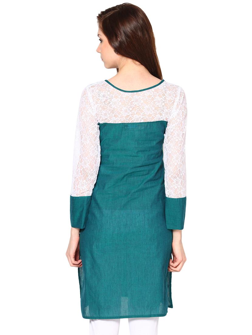 lace detail straight kurta - 16518557 - Standard Image - 2