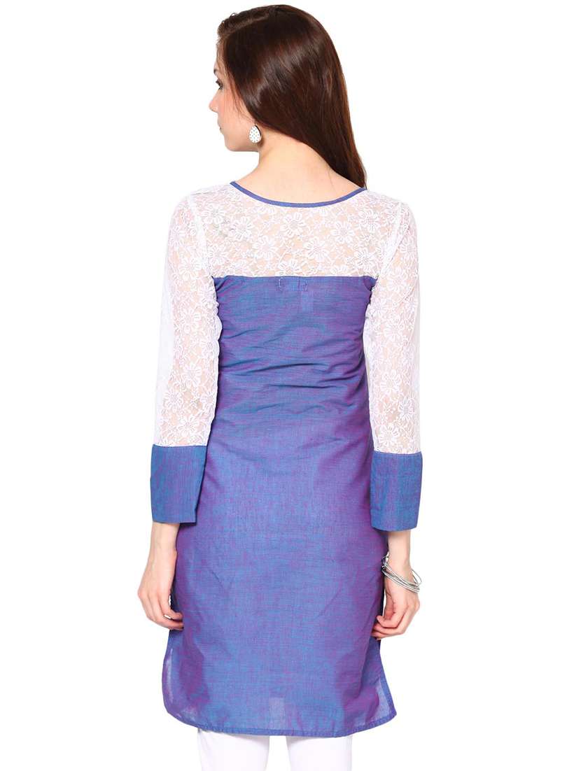 net yoke straight kurta - 16518558 - Standard Image - 2
