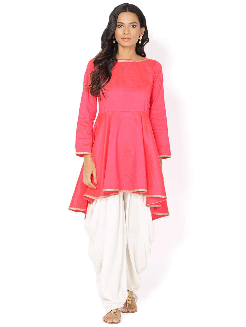 solid silk flared kurta