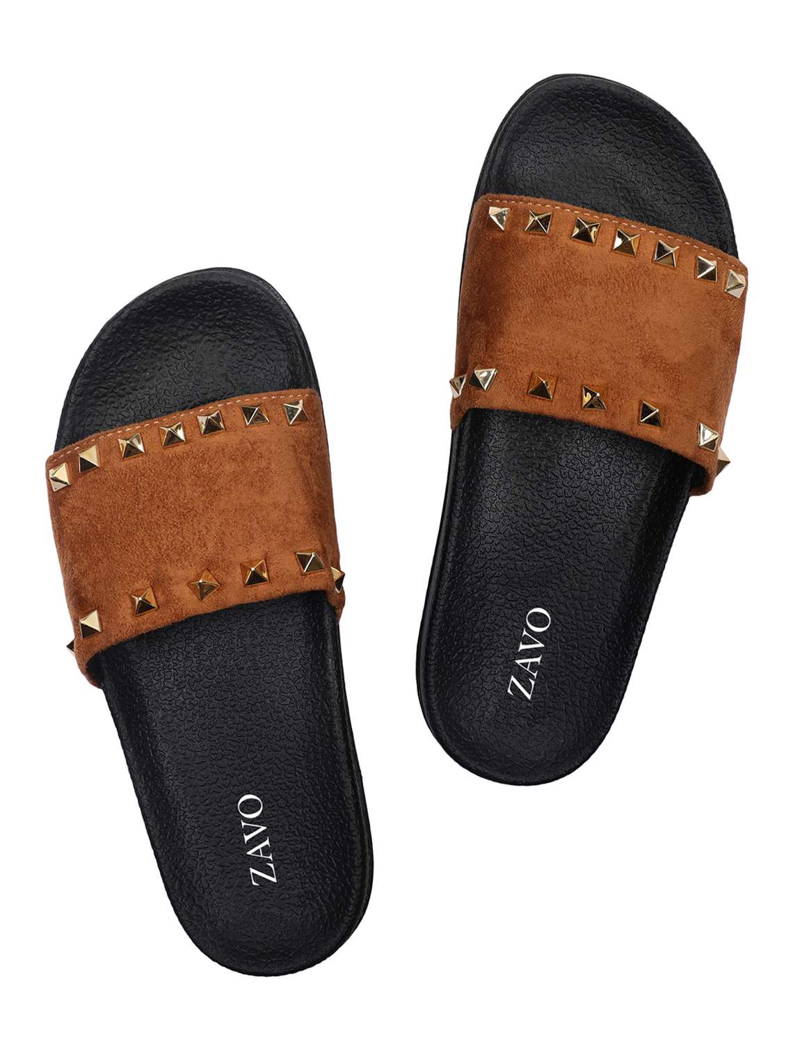 brown slip on  slides 