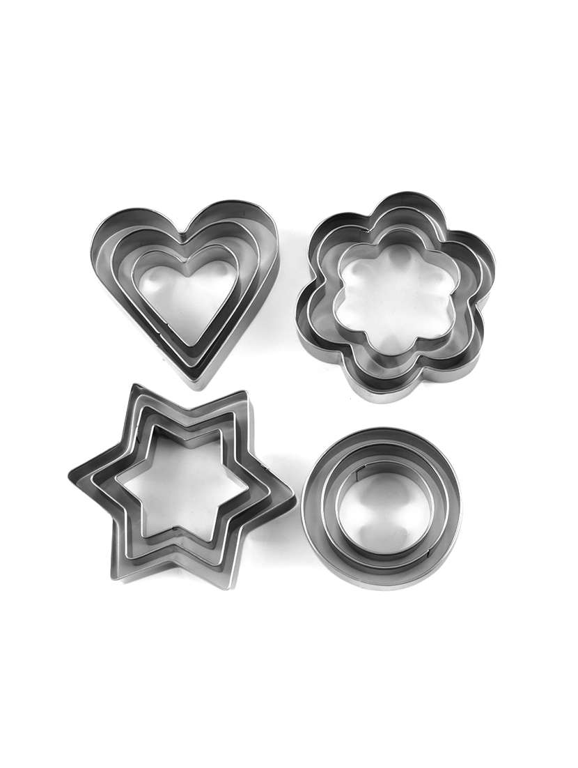 stainless steel cutters heart flower round star shapes for cookies set of 12 pcs