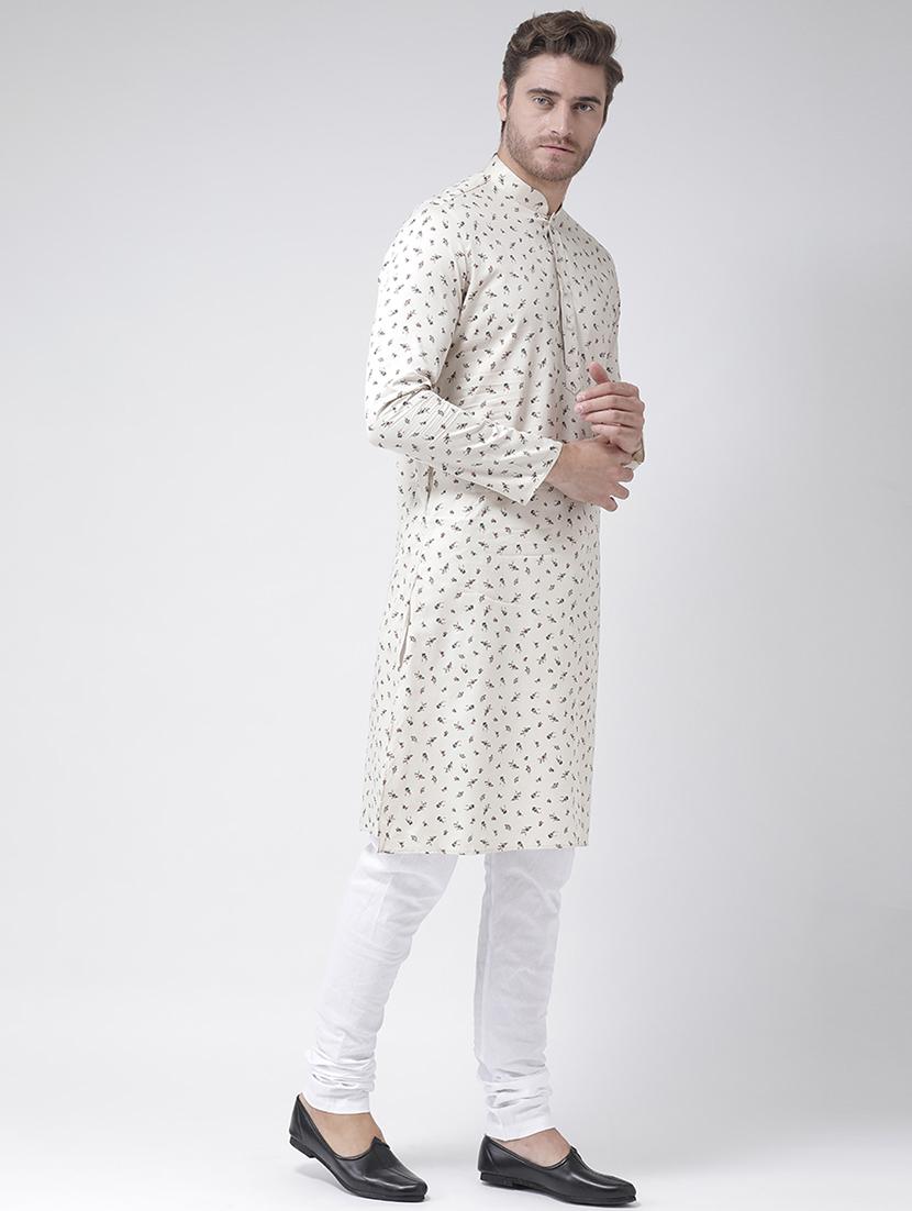 cream linen printed kurta pyjama set - 16520724 - Standard Image - 2