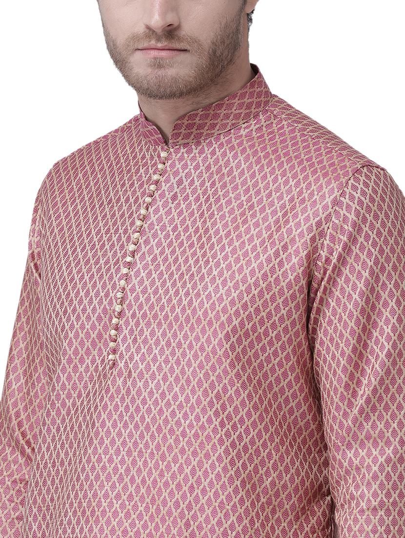 pink silk blend kurta pyjama set - 16520780 - Standard Image - 2