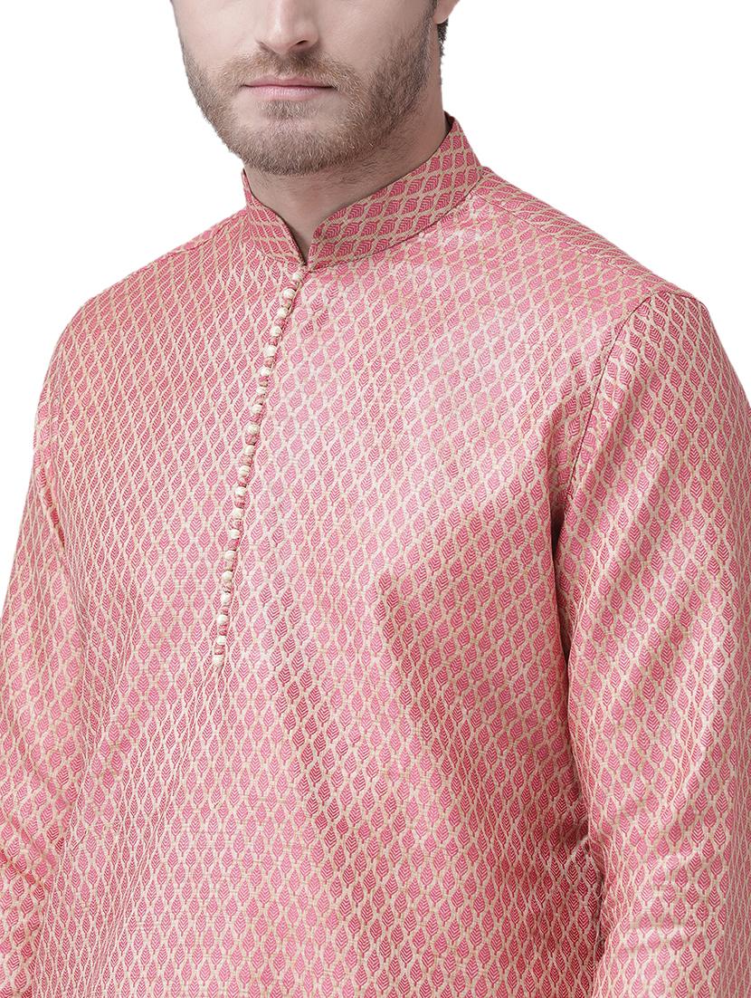pink silk blend kurta pyjama set - 16520782 - Standard Image - 2