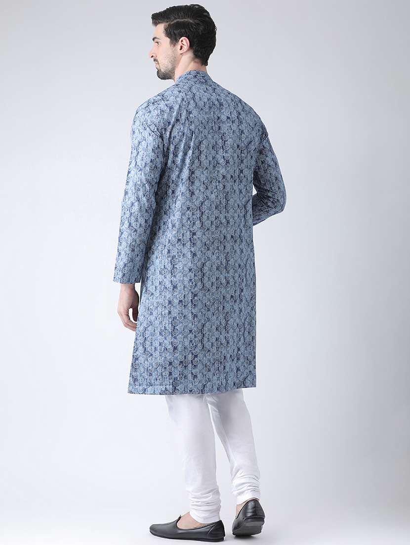 navy blue printed kurta pyjama set - 16520789 - Standard Image - 2
