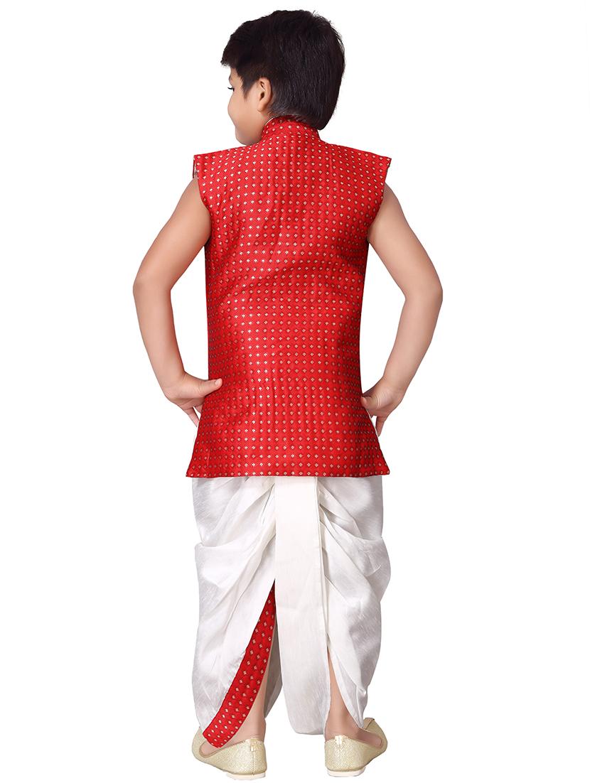 red silk sherwani suit set - 16521349 - Standard Image - 2