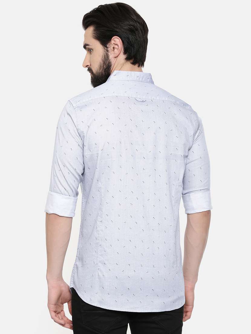 light grey printed casual shirt - 16523935 - Standard Image - 2