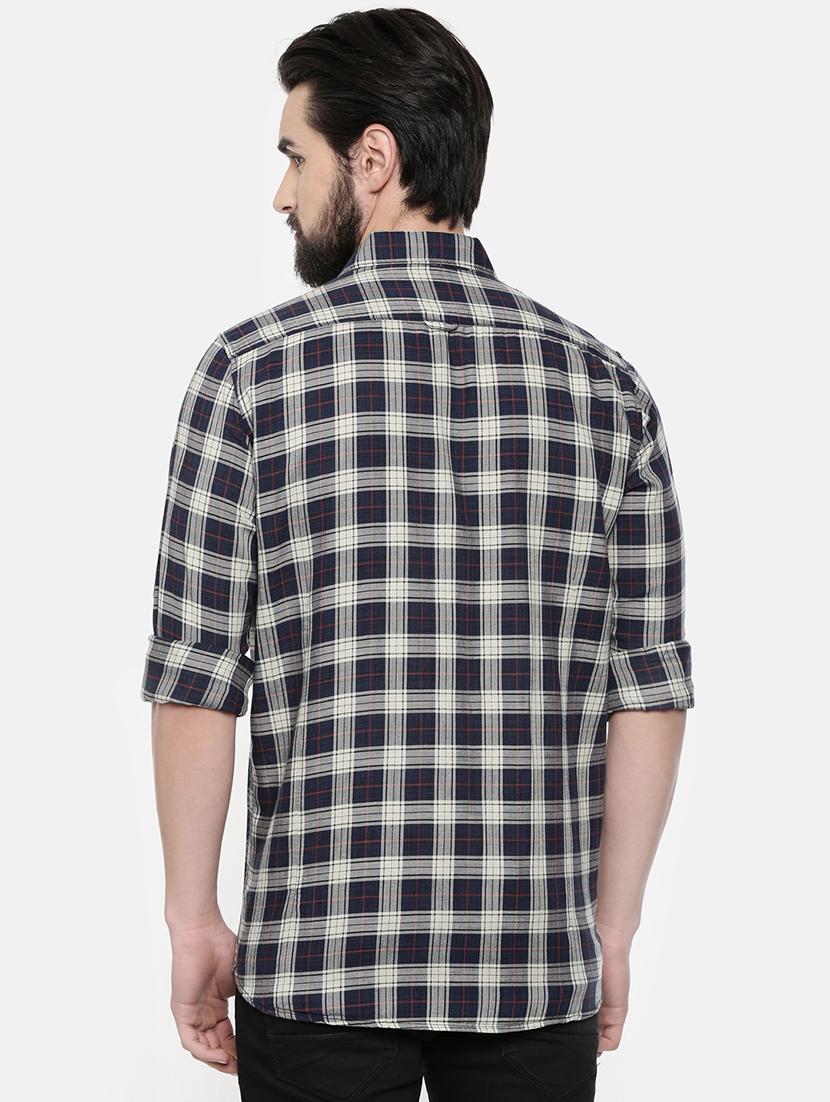 dark blue checkered casual shirt - 16523947 - Standard Image - 2